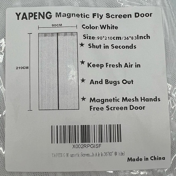 NWT Magnetic Mesh White Self-Sealing Portable Screen Door - Picture 4 of 4